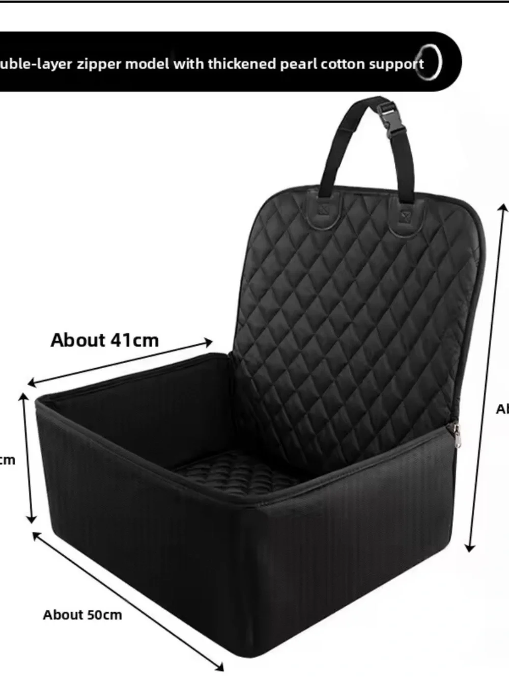 Dog Car Seat Waterproof Resistant for Pet Travel + Belt Black Universal
